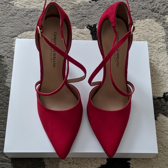 Christian Siriano Shoes - CHRISTIAN SIRIANO x Payless Faux Suede Strappy Heels | Red | Size 10